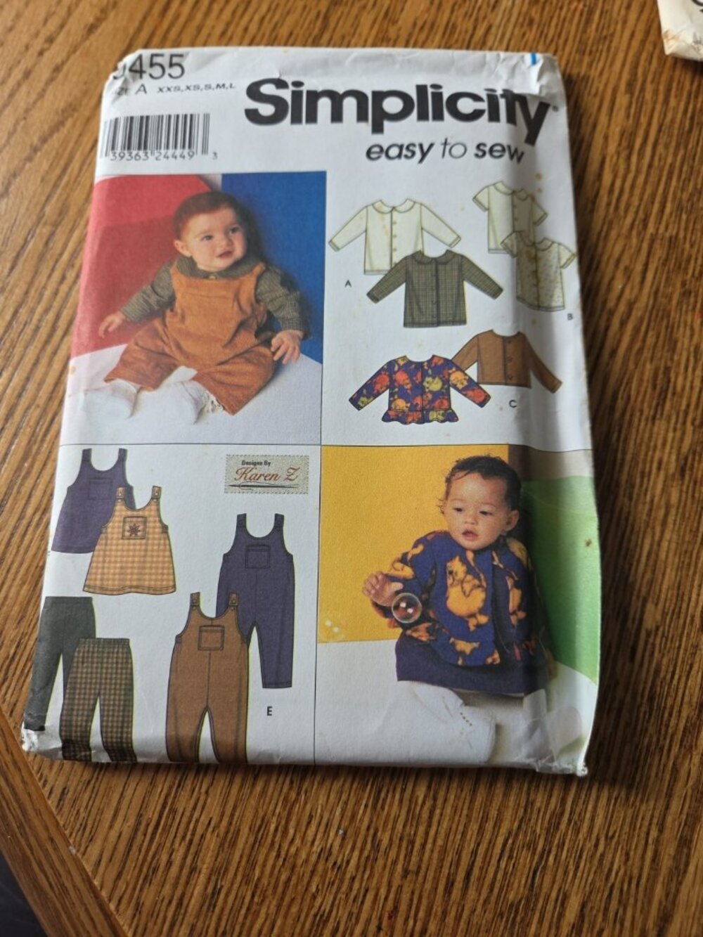 NEW Uncut Simplicity Easy to Sew Size A 9455 Baby Clothes Sewing pattern